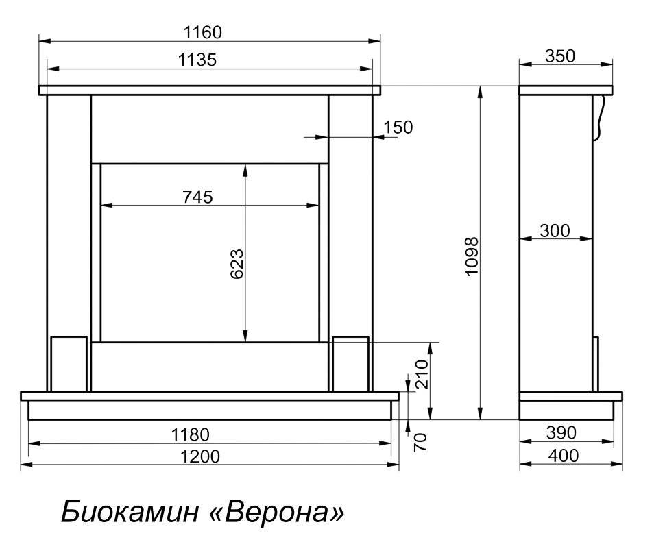 Камин из гипсокартона чертежи с размерами