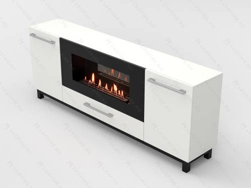 Тумба ТВ Lux Fire "Амур" напольная 1700 матовая, белая с биокамином 900 фото 3